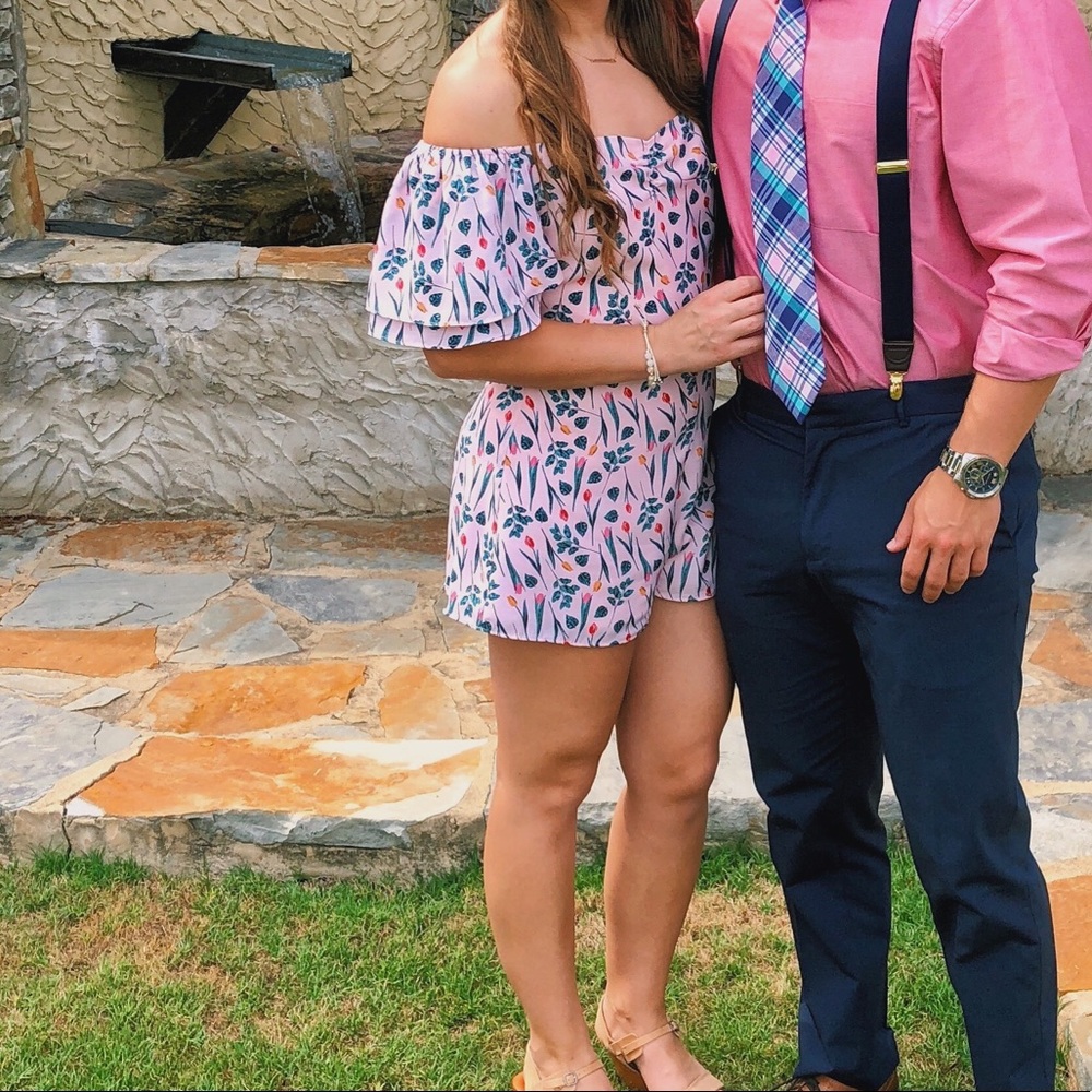 Pink floral romper